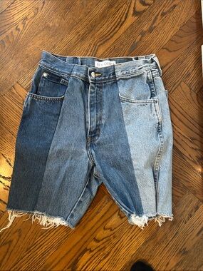 Women's Two-Tone Blue Jean Shorts